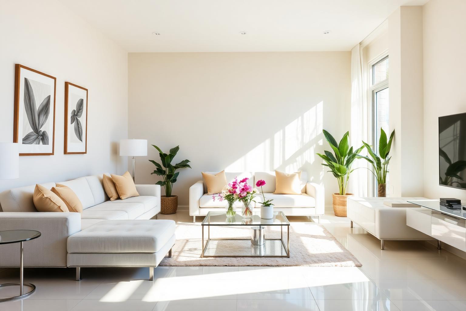 Sparkling clean modern living room professionally cleaned in Los Angeles